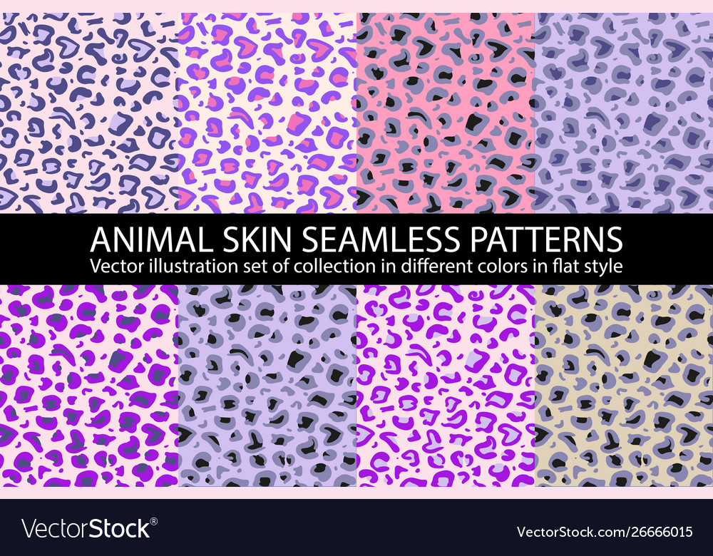 Set pink violet animal skin seamless pattern