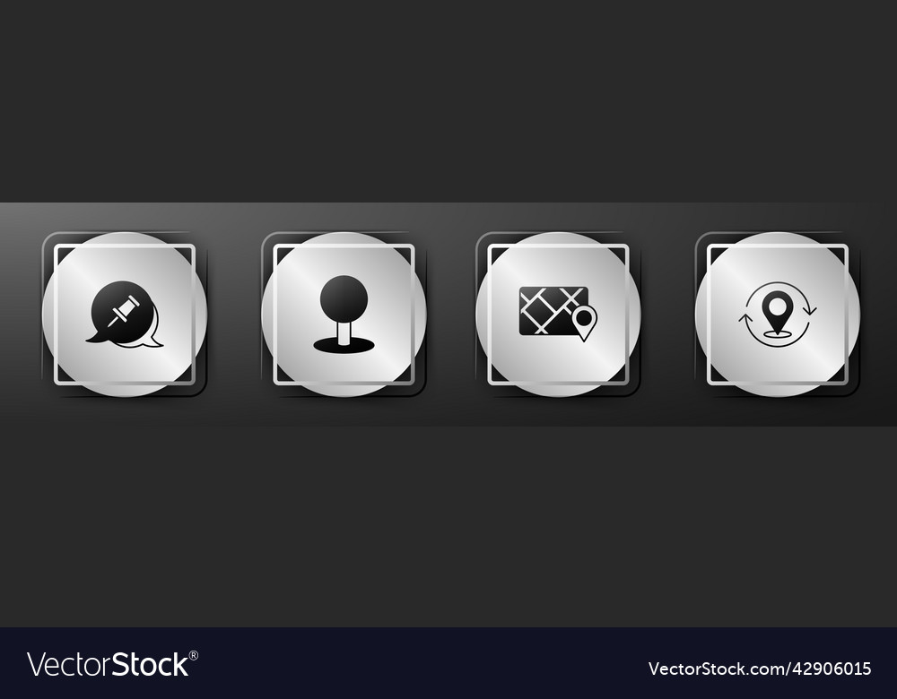 Set push pin gps device with map and icon vector image Set push pin gps device with map and icon