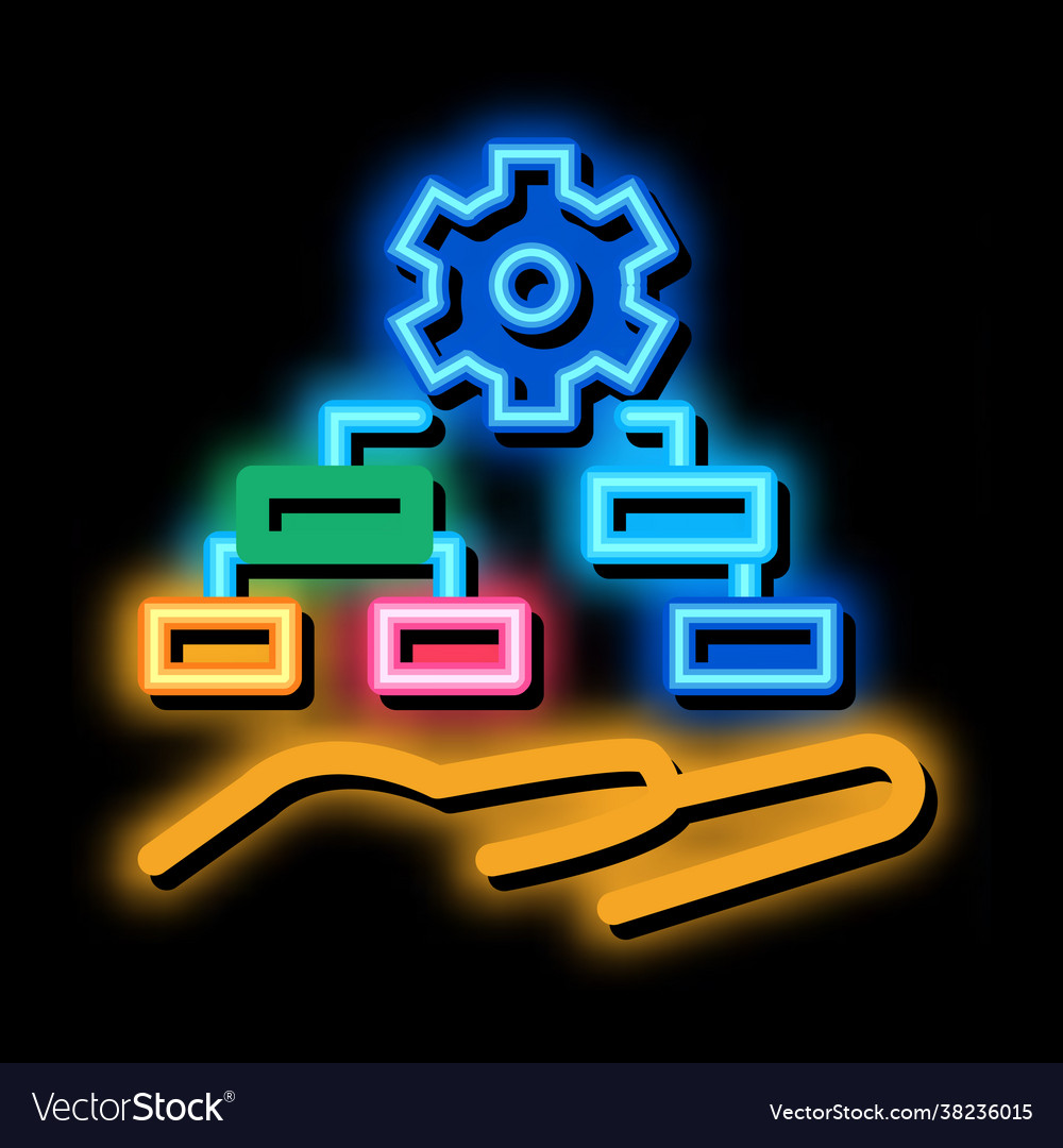 Settings algorithm neon glow icon vector image Settings algorithm neon glow icon