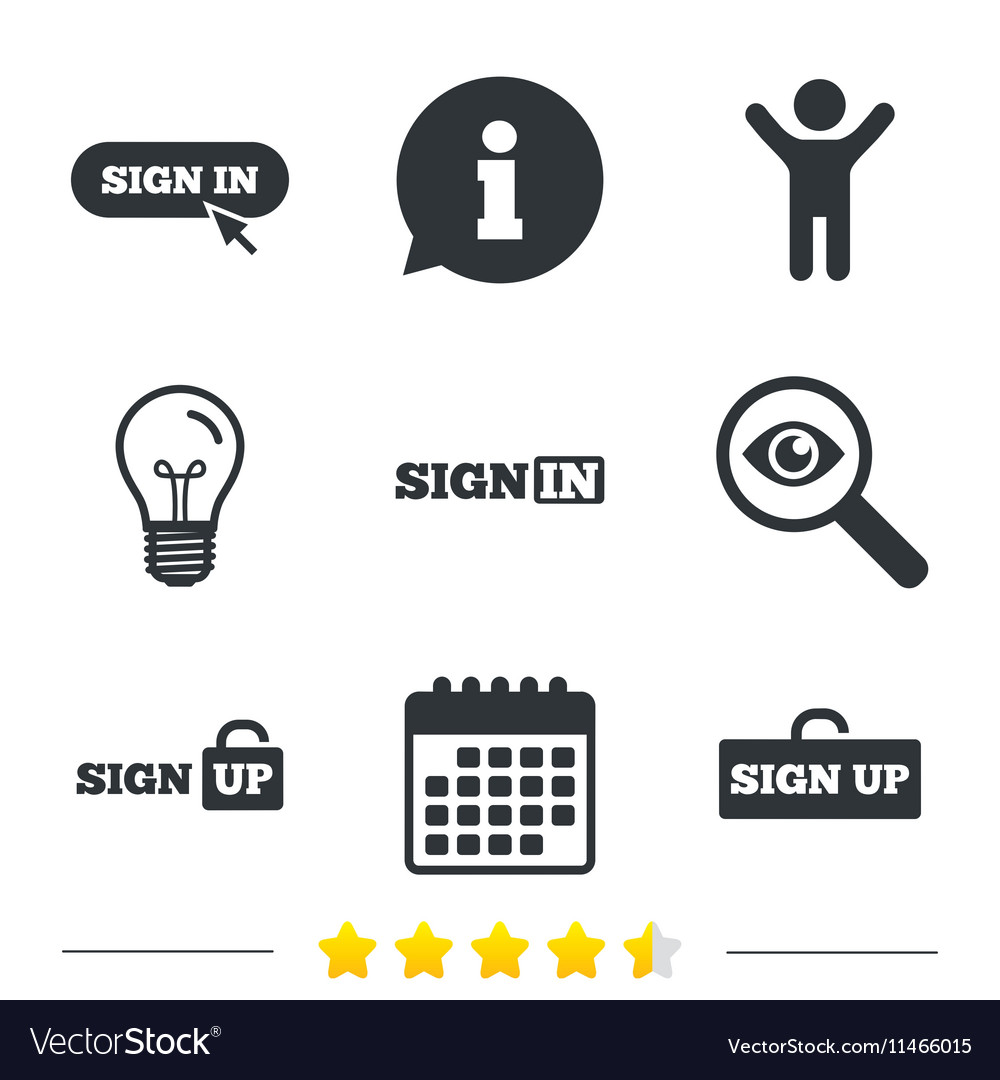 Sign in icons login with arrow hand pointer
