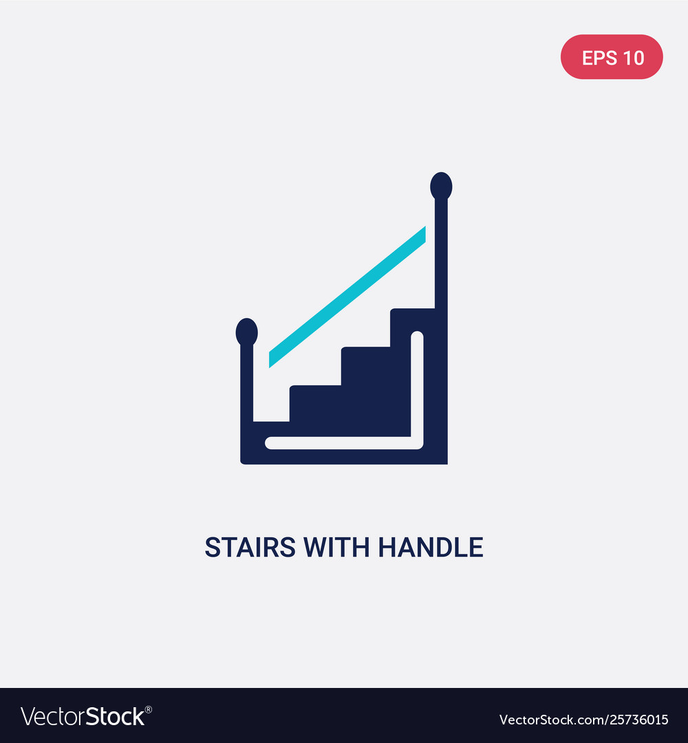 Two color stairs with handle icon from vector image Two color stairs with handle icon from