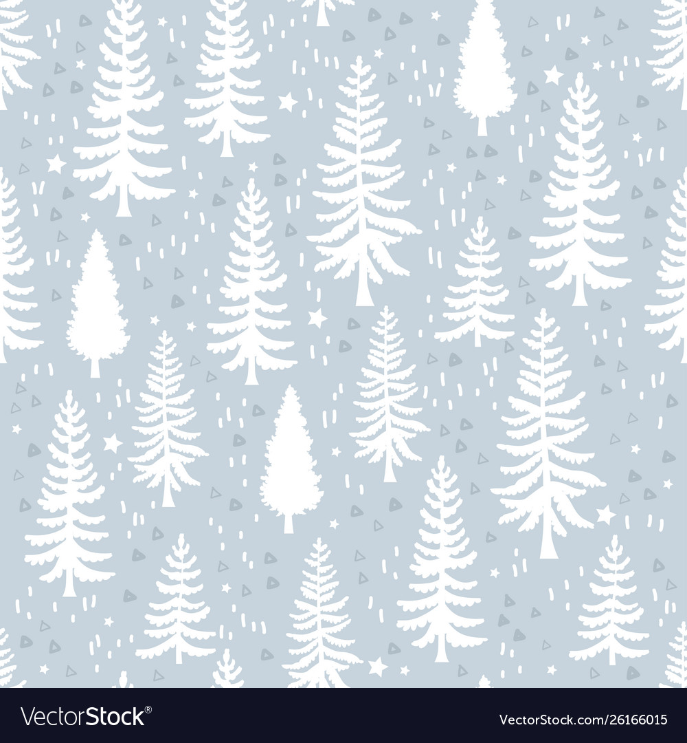 Winter forest trees pattern a woodland background Vector Image