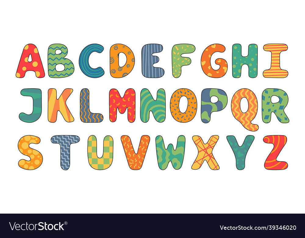 Cartoon english alphabet a collection of isolated Vector Image