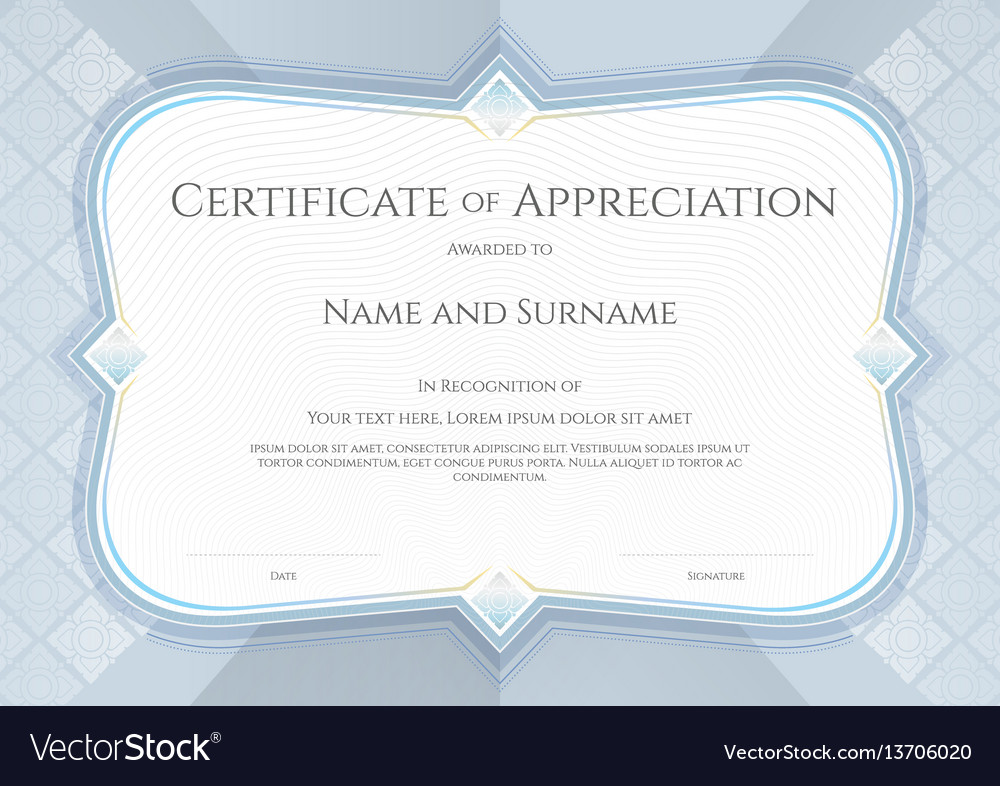 Certificate of appreciation template Royalty Free Vector