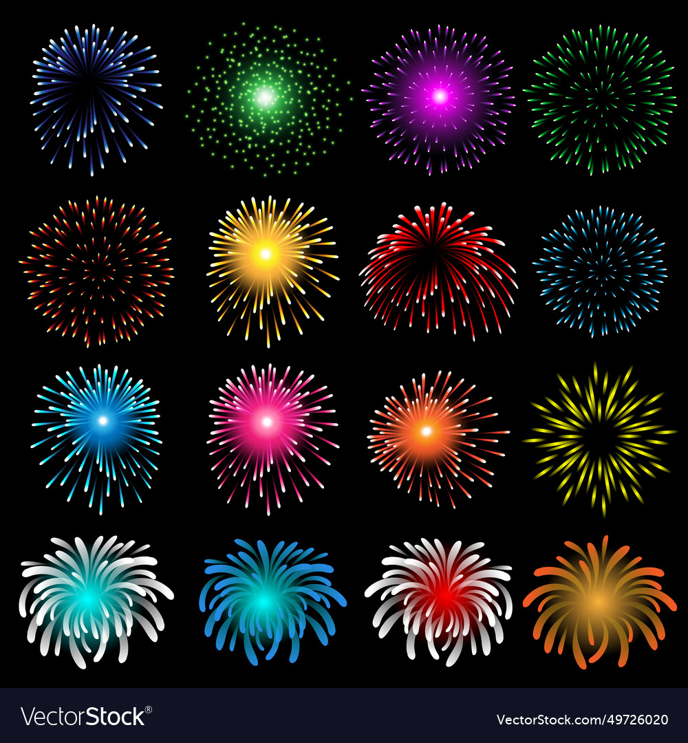 Colorful fireworks on black background