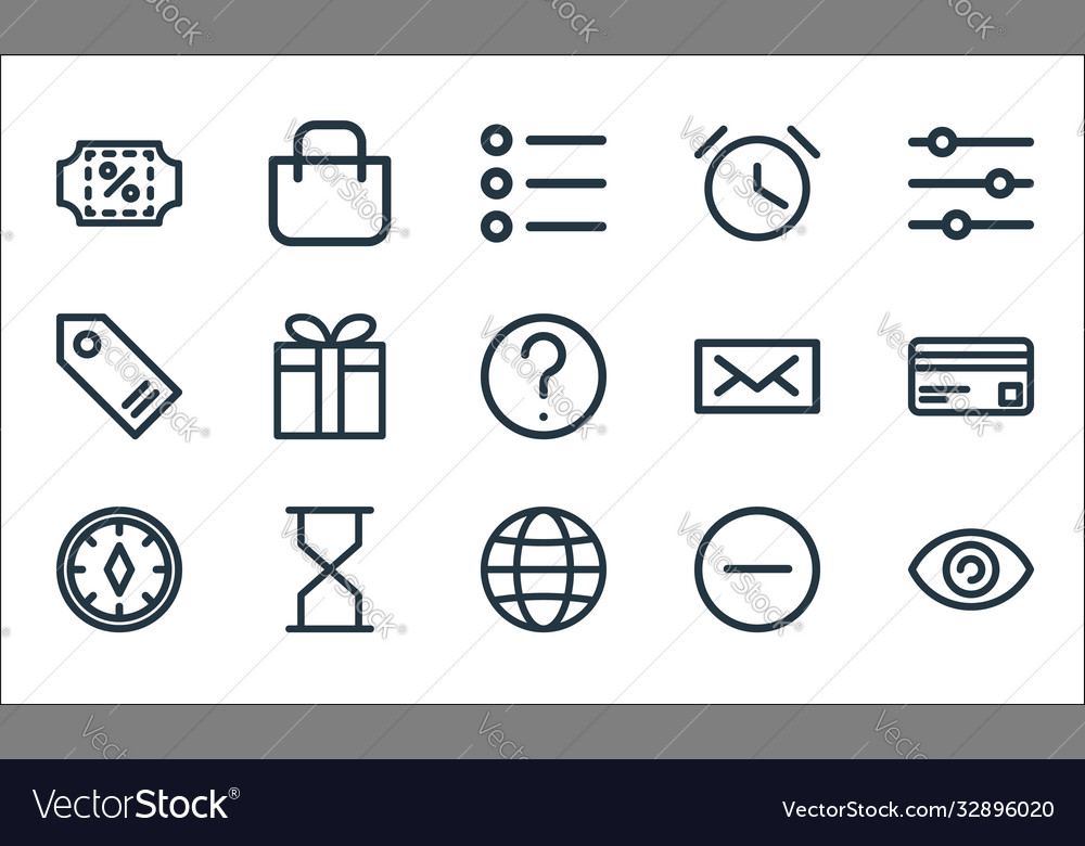 Ecommerce starter pack line icons linear set vector image Ecommerce starter pack line icons linear set