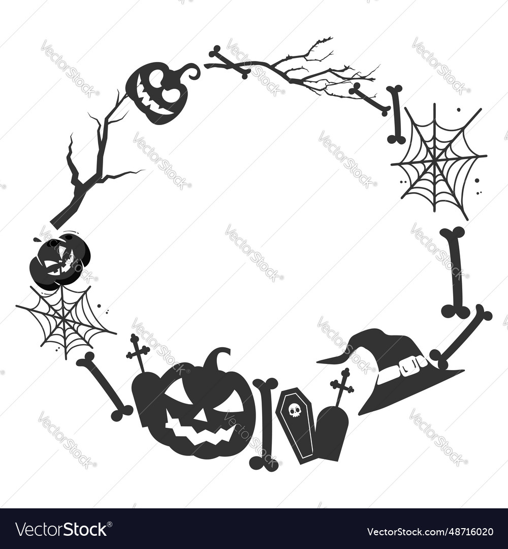 Halloween themed ghost frame with spider net Vector Image