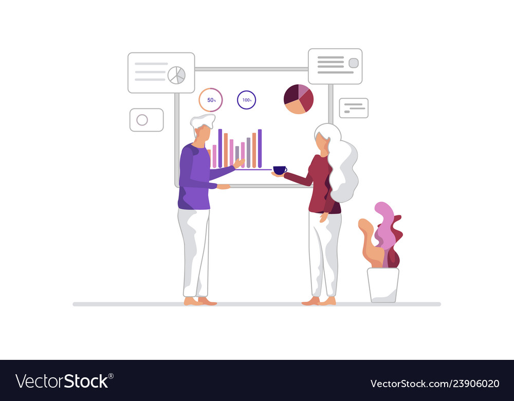 Managers discuss project growth and development Vector Image Managers discuss project growth and development
