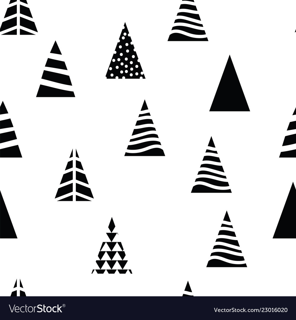 Pattern christmas trees triangular shape on white