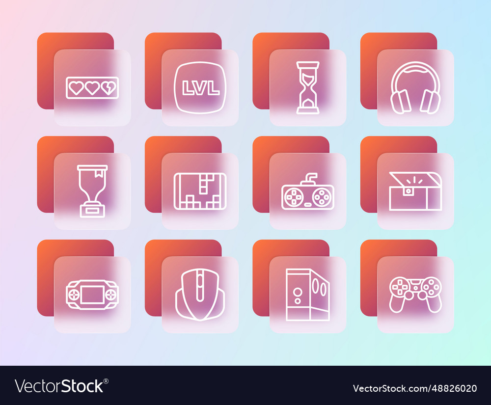 Set line headphones computer mouse game vector image Set line headphones computer mouse game