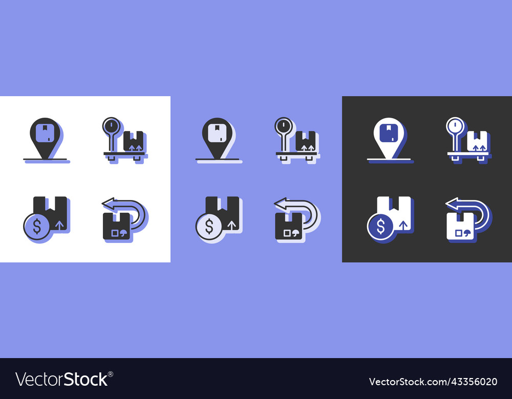 Set return cardboard box location with carton vector image Set return cardboard box location with carton