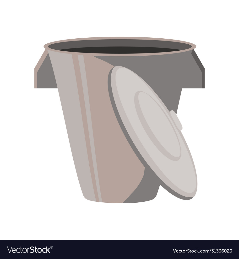 Trash basket with lid on white background