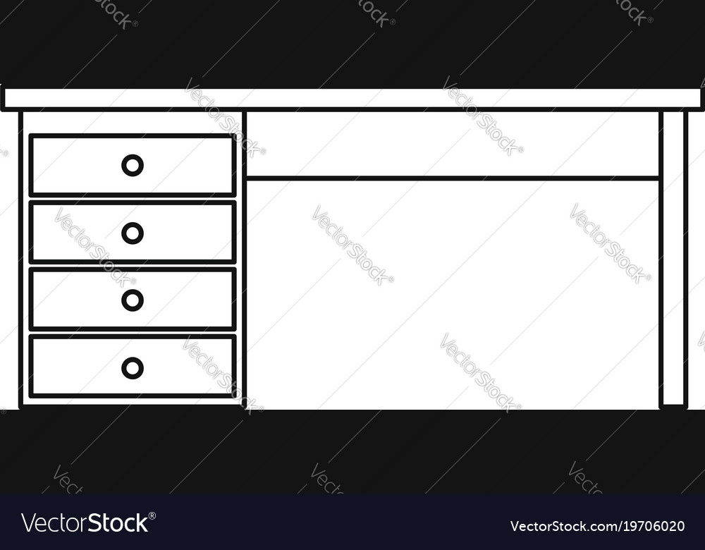 Wooden office desk icon outline Royalty Free Vector Image