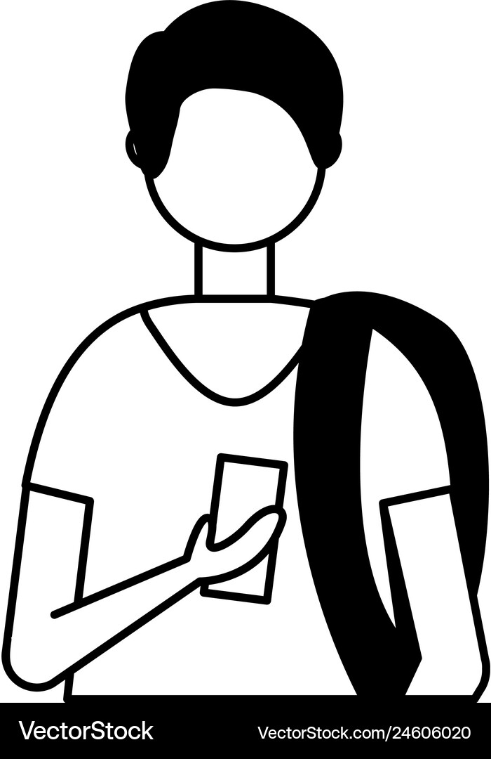 Young man using smartphone device Royalty Free Vector Image