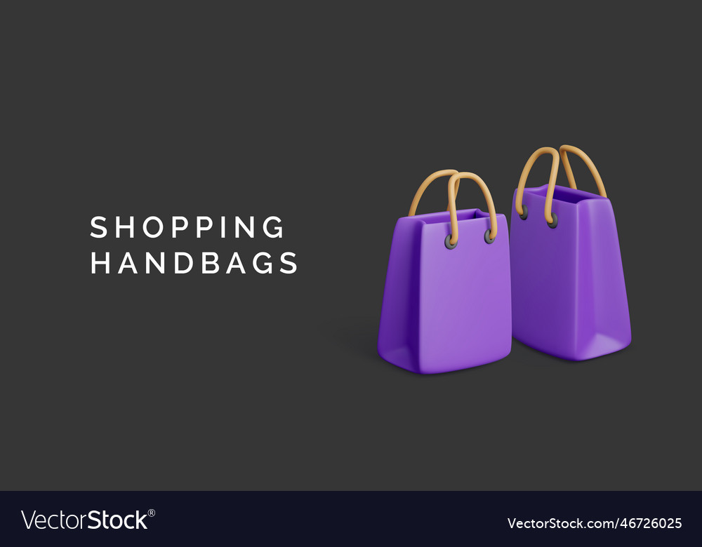 3d shopping bag purple paper shop bags commercial Vector Image