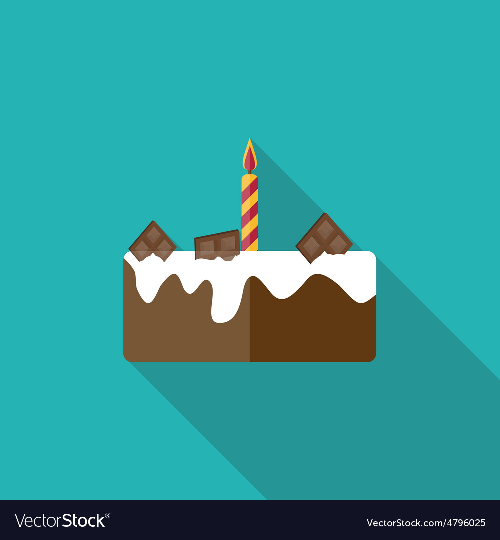 Birthday cake flat icon with long shadow Vector Image