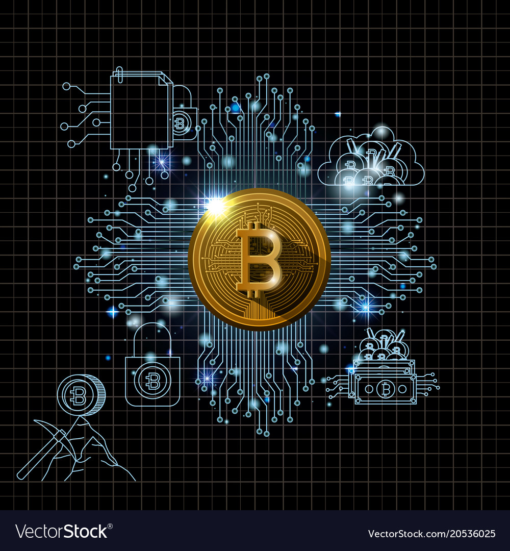 Bitcoin mining set icons