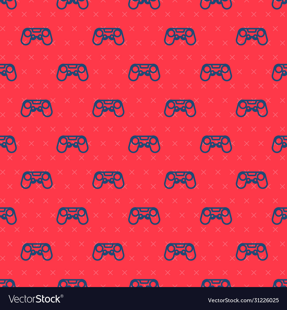Blue line gamepad icon isolated seamless pattern Vector Image Blue line gamepad icon isolated seamless pattern