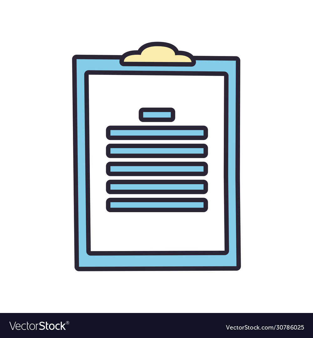 Clipboard with paper sheets line and fill style Vector Image Clipboard with paper sheets line and fill style