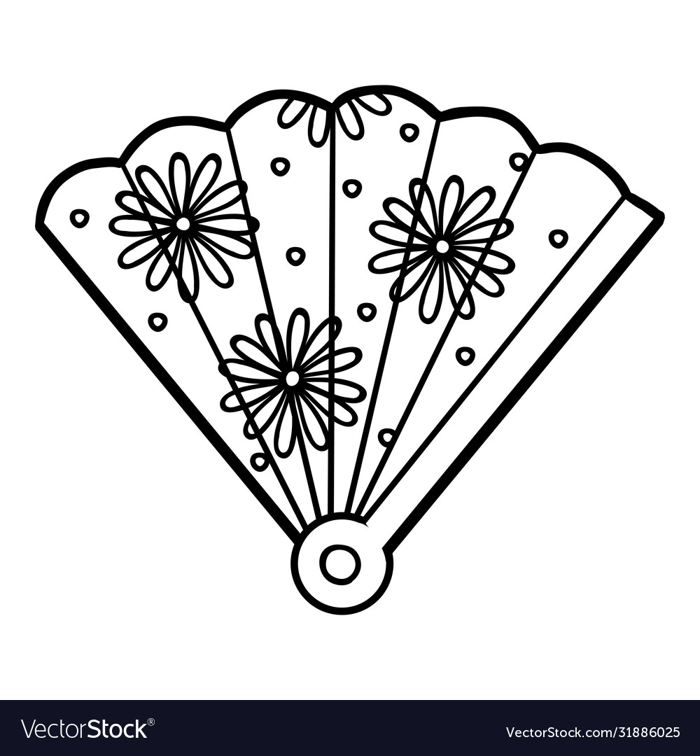 Coloring book cartoon accessories fan Royalty Free Vector