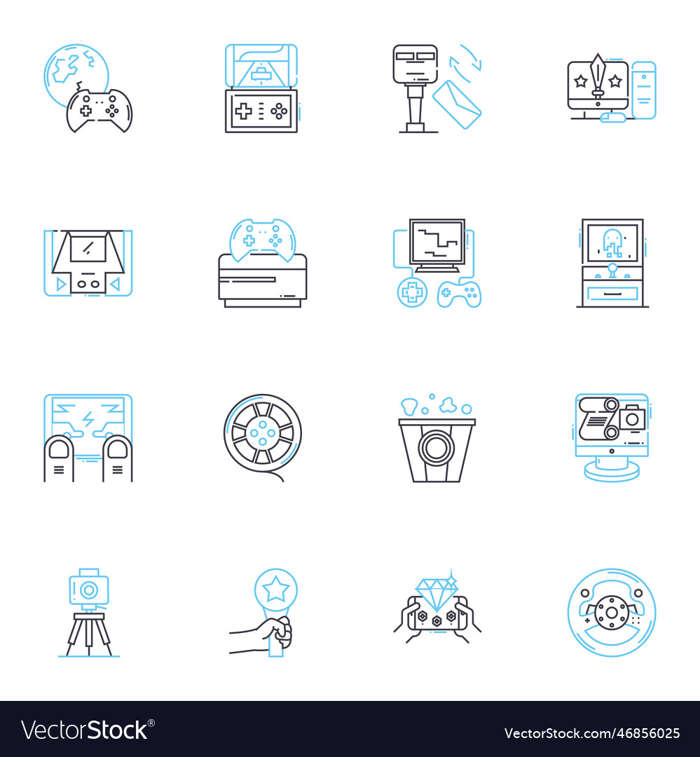 Content creation linear icons set blogging vector image Content creation linear icons set blogging