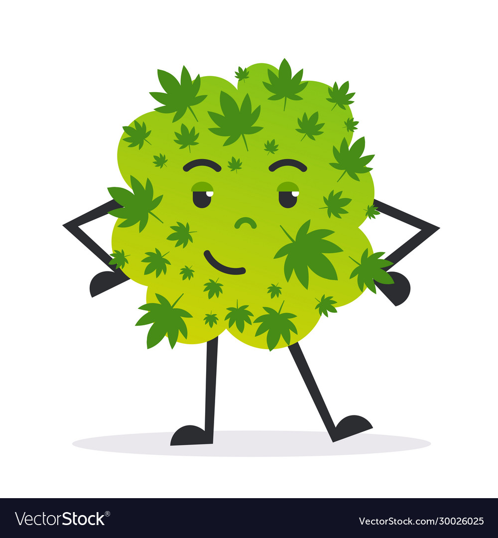 Cute smiling cannabis weed bud cartoon character vector image Cute smiling cannabis weed bud cartoon character
