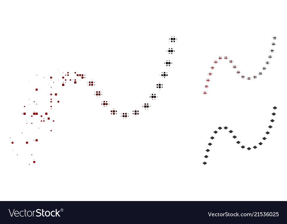 Destructed pixel halftone dotted curve icon vector image Destructed pixel halftone dotted curve icon