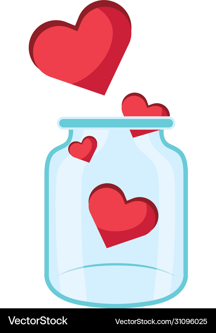 Donation jar glass with hearts Royalty Free Vector Image