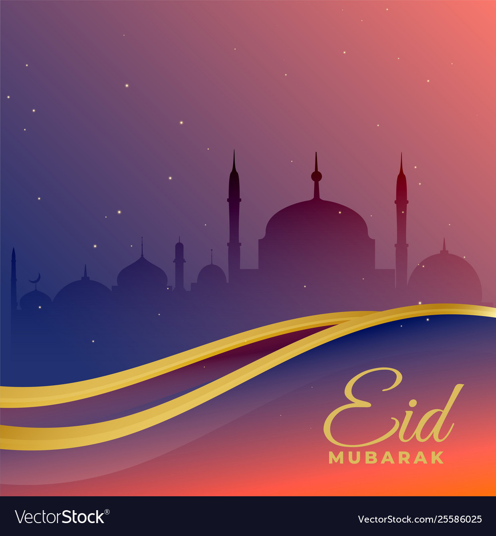 Eid mubarak beautiful scene greeting Royalty Free Vector