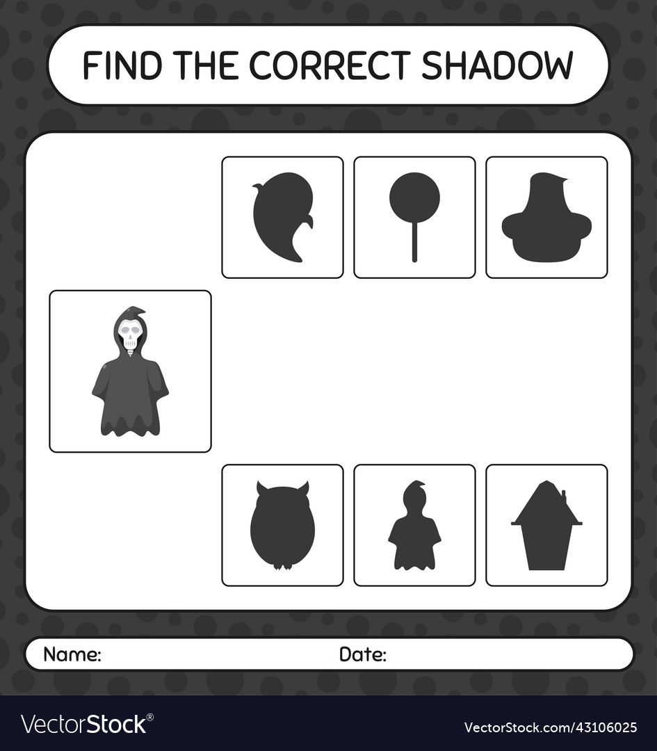 Find the correct shadows game with grim reaper Vector Image Find the correct shadows game with grim reaper