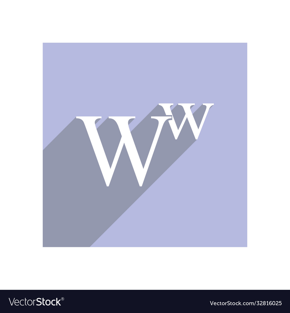 Flat icon with lowercase and uppercase w