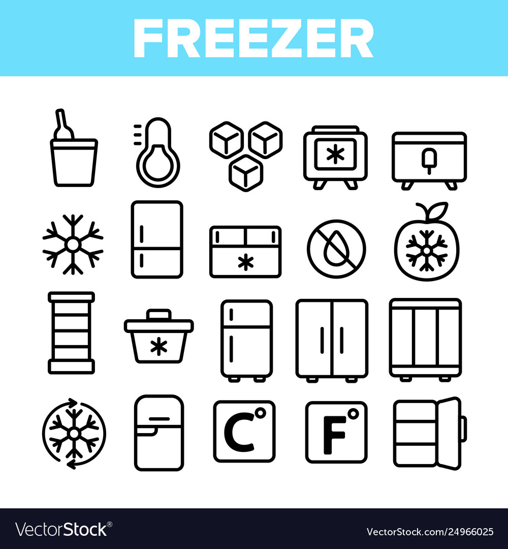 Freezer cooling appliance linear icons set Vector Image Freezer cooling appliance linear icons set