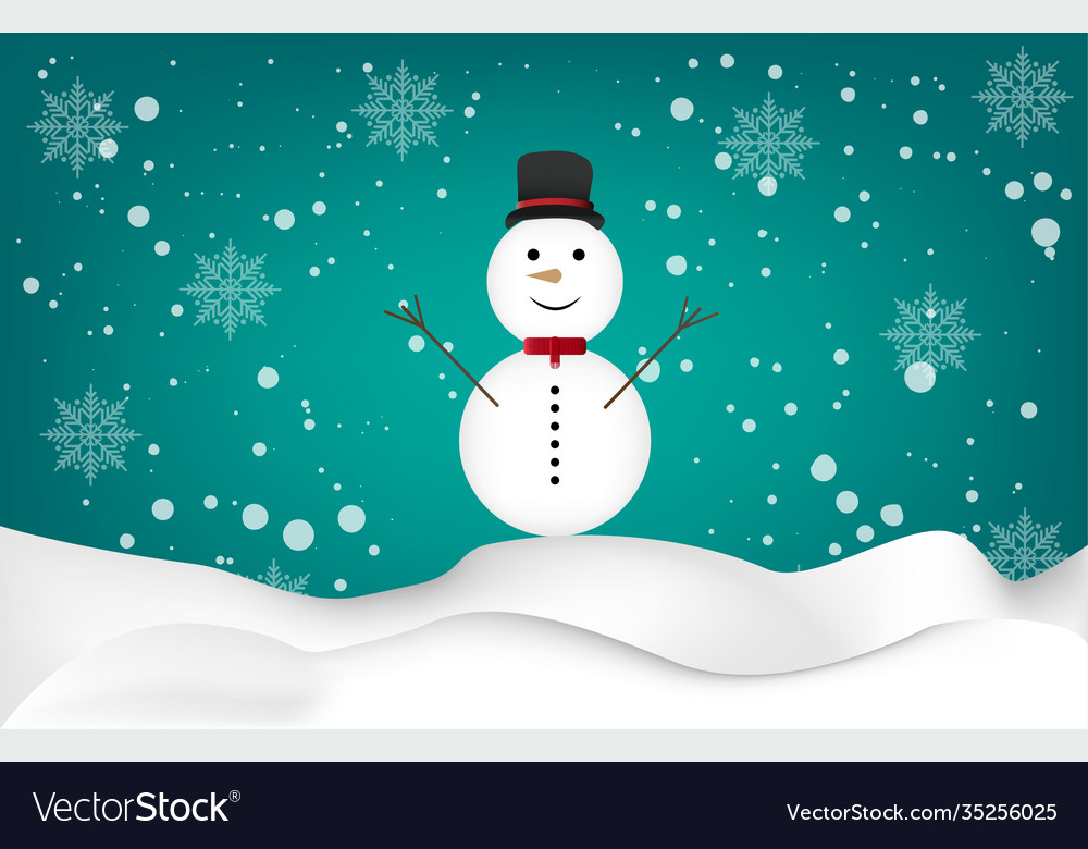 Graphics design snowman and snow for card merry