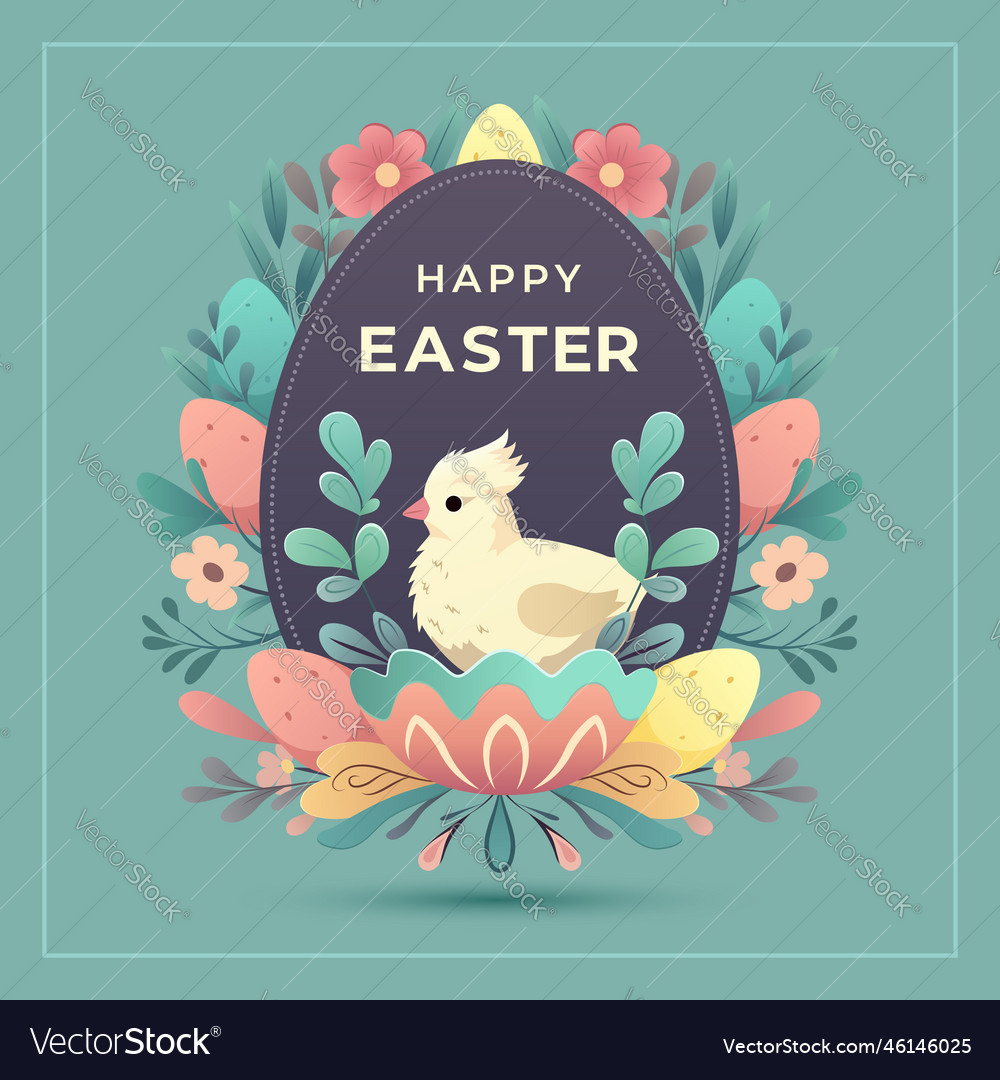 Happy easter greeting card decorated egg vector image Happy easter greeting card decorated egg