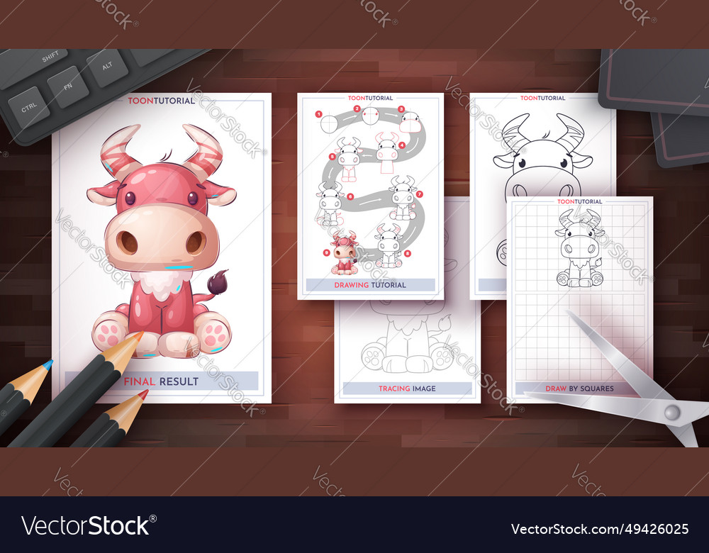 How to draw a bull step by drawing tutorial