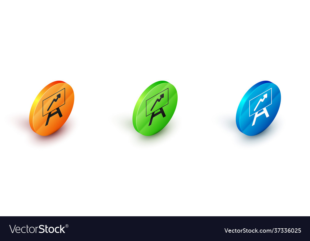Isometric board with graph chart icon isolated vector image Isometric board with graph chart icon isolated