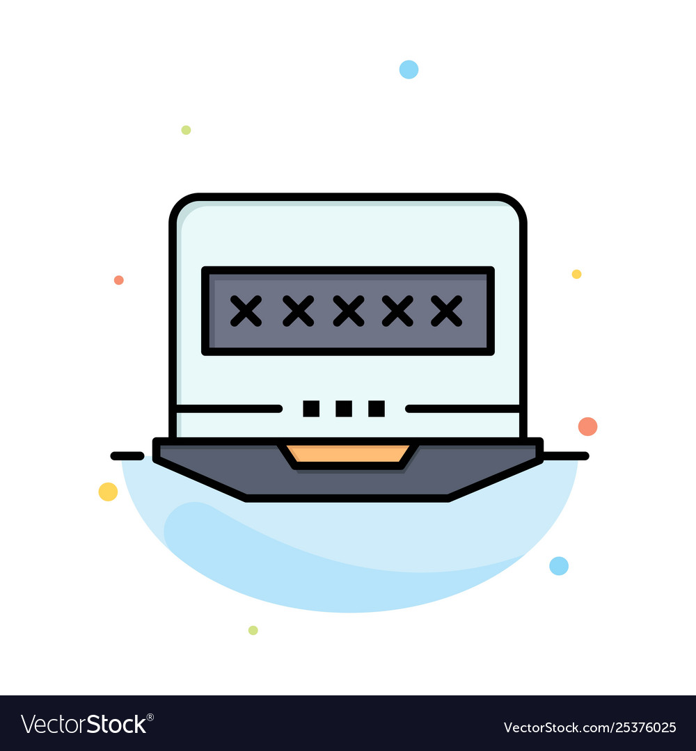 Laptop computer lock security abstract flat color vector image Laptop computer lock security abstract flat color