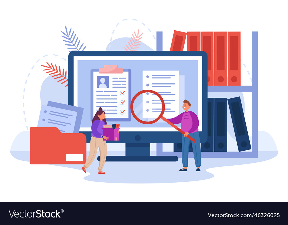 Search of documents in database by users vector image Search of documents in database by users