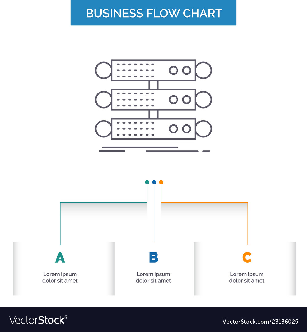 Server structure rack database data business flow vector image Server structure rack database data business flow