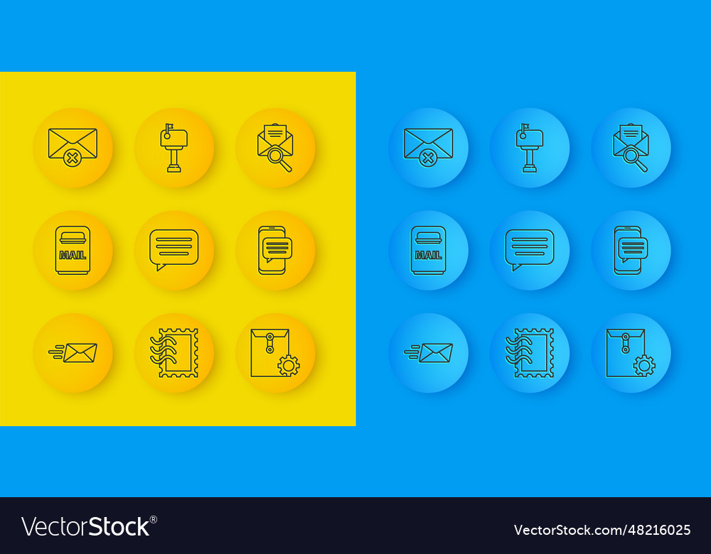 Set line express envelope mail box speech bubble Vector Image Set line express envelope mail box speech bubble