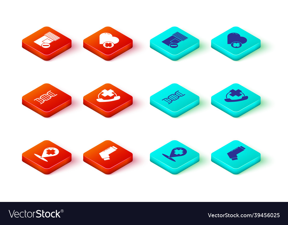 Set map pointer with cross hospital inhaler dna Vector Image Set map pointer with cross hospital inhaler dna