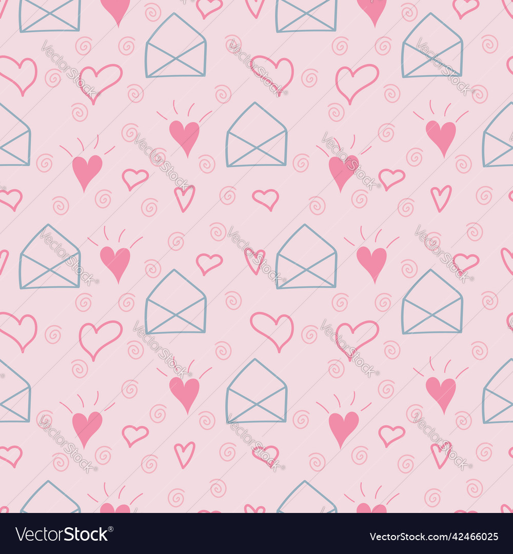 Set of seamless patterns with letters and hearts
