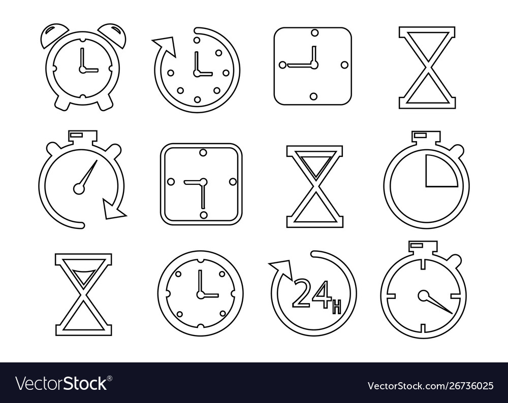 Simple set time related line icons vector image Simple set time related line icons