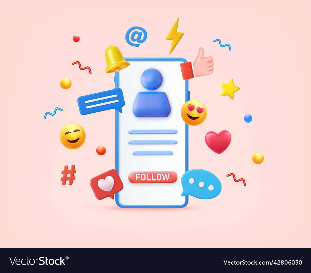 3d social media platform Royalty Free Vector Image