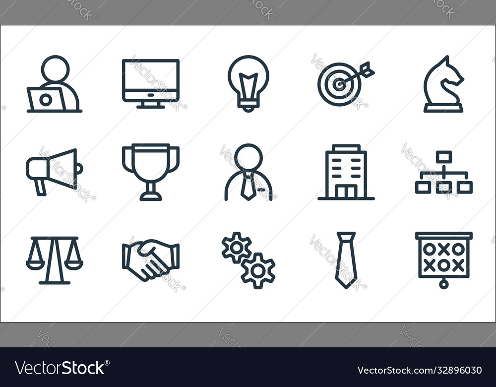 Business line icons linear set quality