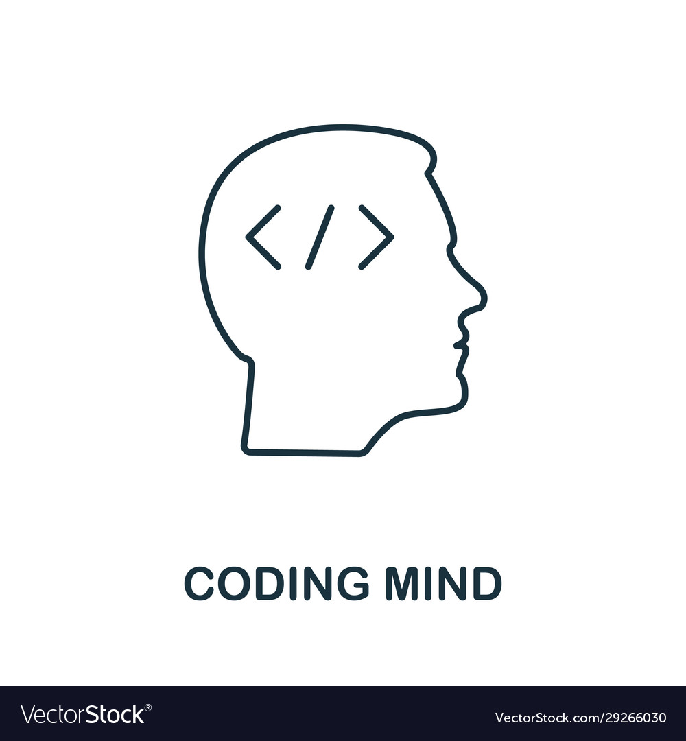 Coding mind line icon thin design style from