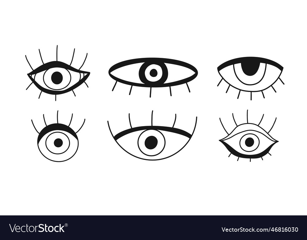 Evil eye symbols boho collection Royalty Free Vector Image