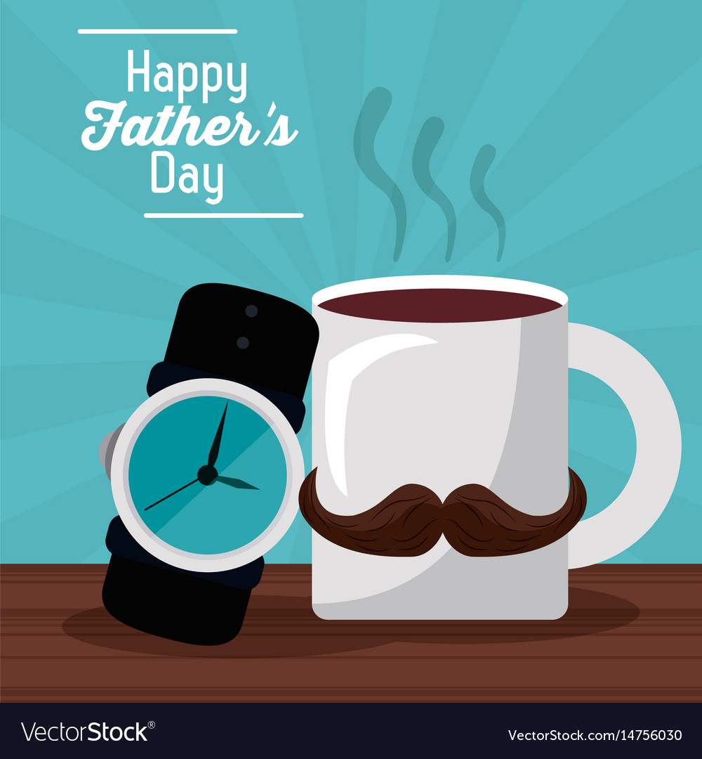 Download Happy fathers day greeting card coffee mug Vector Image