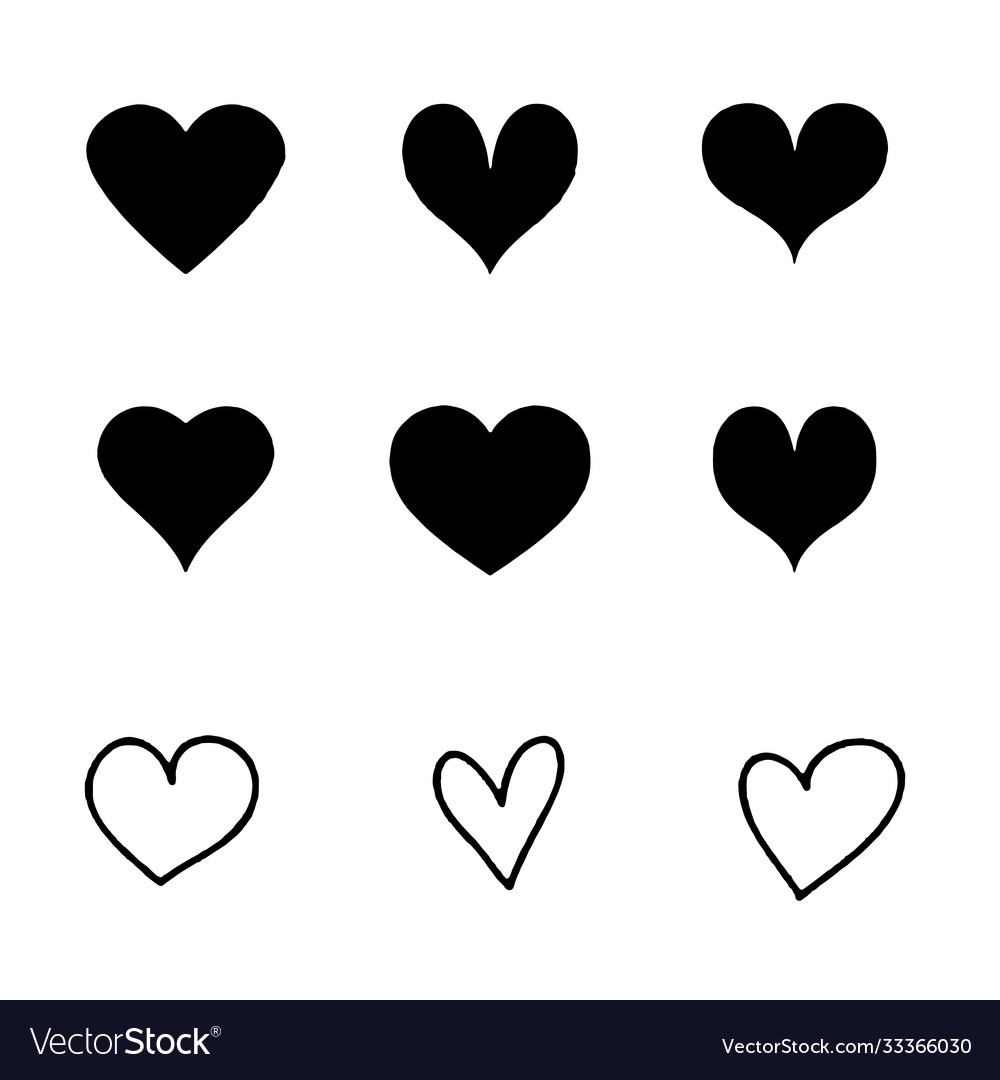 Hearts set different style and shape Royalty Free Vector