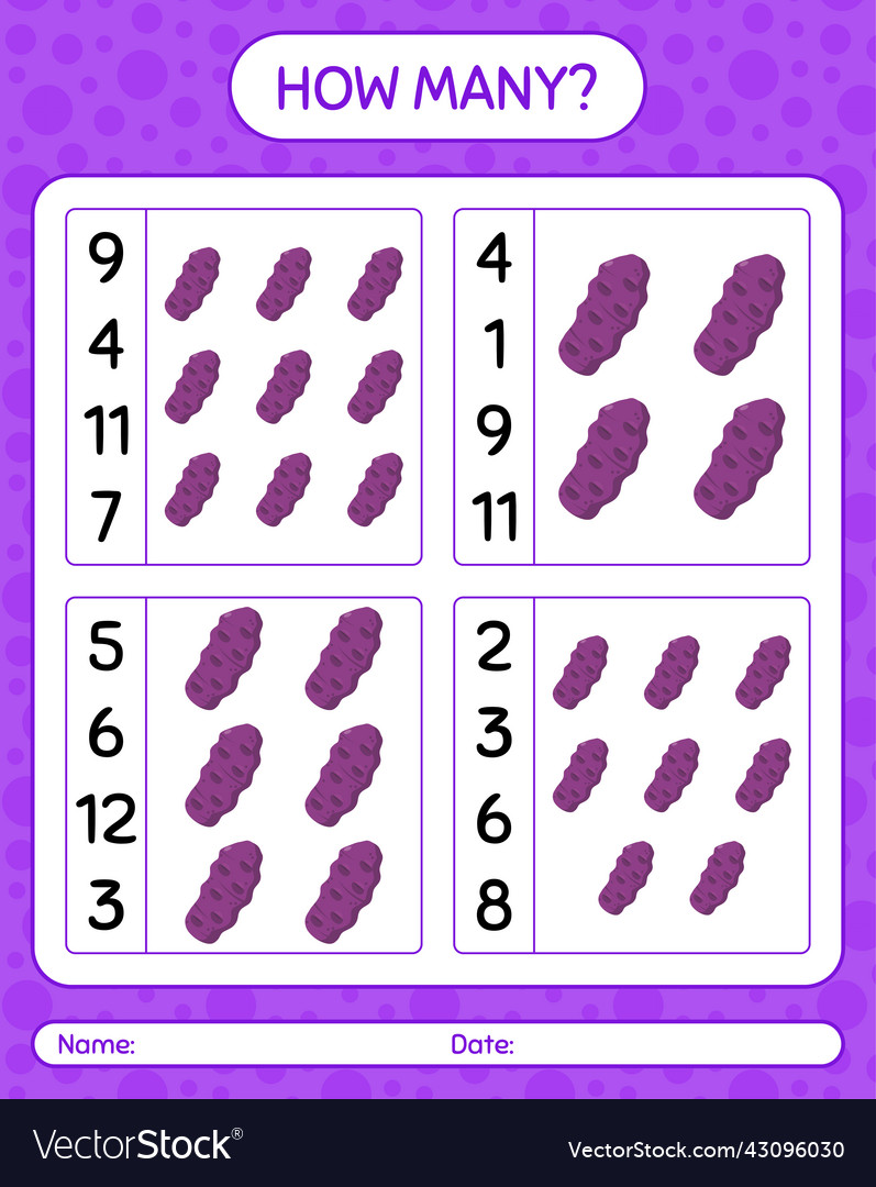 How many counting game with purple taewa vector image How many counting game with purple taewa